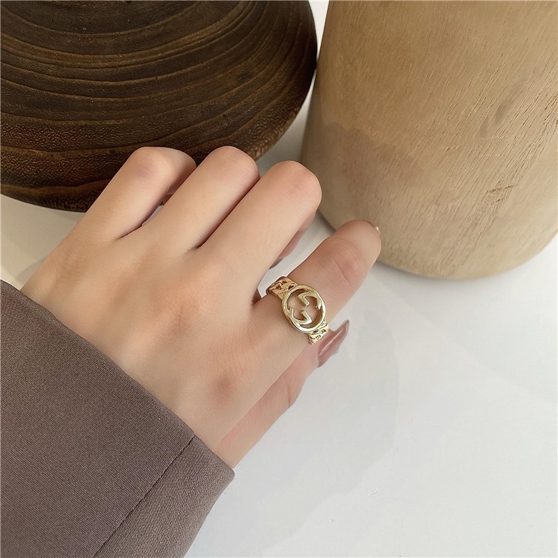 Nhẫn In Chữ  191169Nhẫn Hở Đính Đá Sang Trọng Thời Trang Dễ Phối Đồ