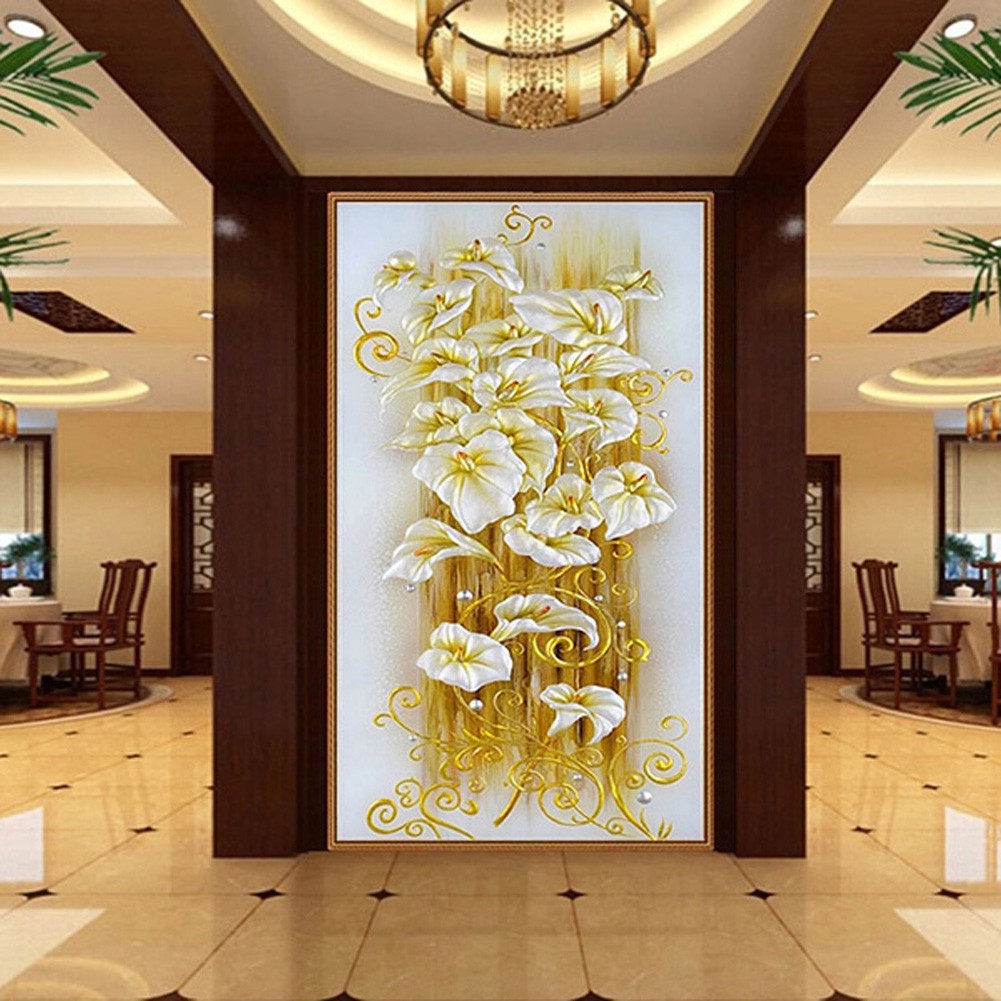 Bộ tự làm tranh đính đá 5D họa tiết hình hoa tuyệt đẹp DIY treo trang trí kèm phụ kiện
