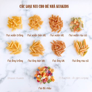 Các loại mì nui - gói tách lẻ 100g