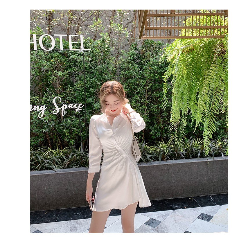 Váy Sơ Mi Lụa xoắn eo kèm quần SM01 | BigBuy360 - bigbuy360.vn