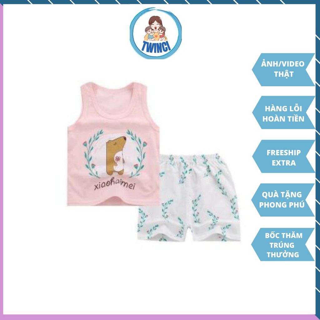 [7-20kg] Bộ ba lỗ cotton Quảng Châu bé trai/bé gái