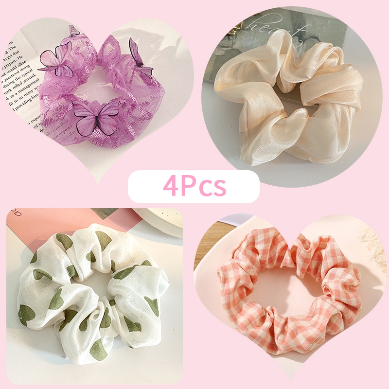 Set 4 dây buộc tóc AY co giãn phong cách Hàn Quốc cho nữ