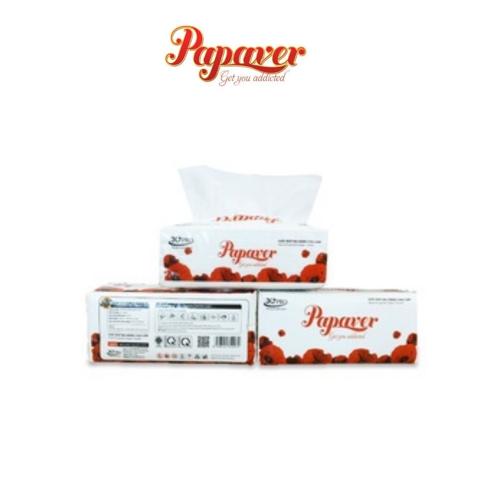 Khăn giấy rút đa năng cao cấp Papaver, 200 Tờ, 2 Lớp, 100% Bột Giấy Nguyên Sinh