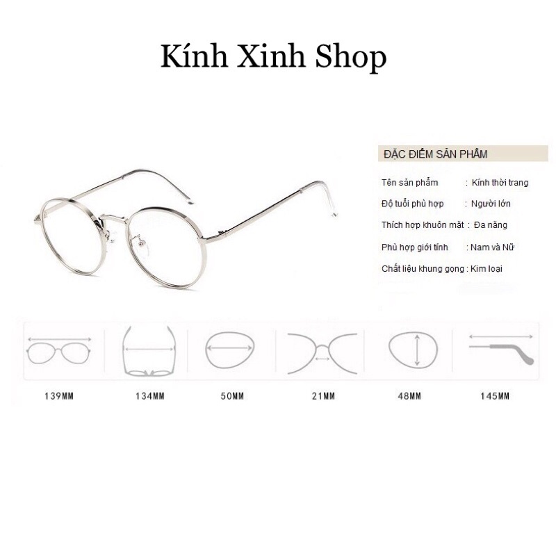 Kính Mắt Tròn Kim Loại Chống Tia Uv, Chống Ánh Sáng Xanh Từ Máy Tính, Tv, Điện Thoại