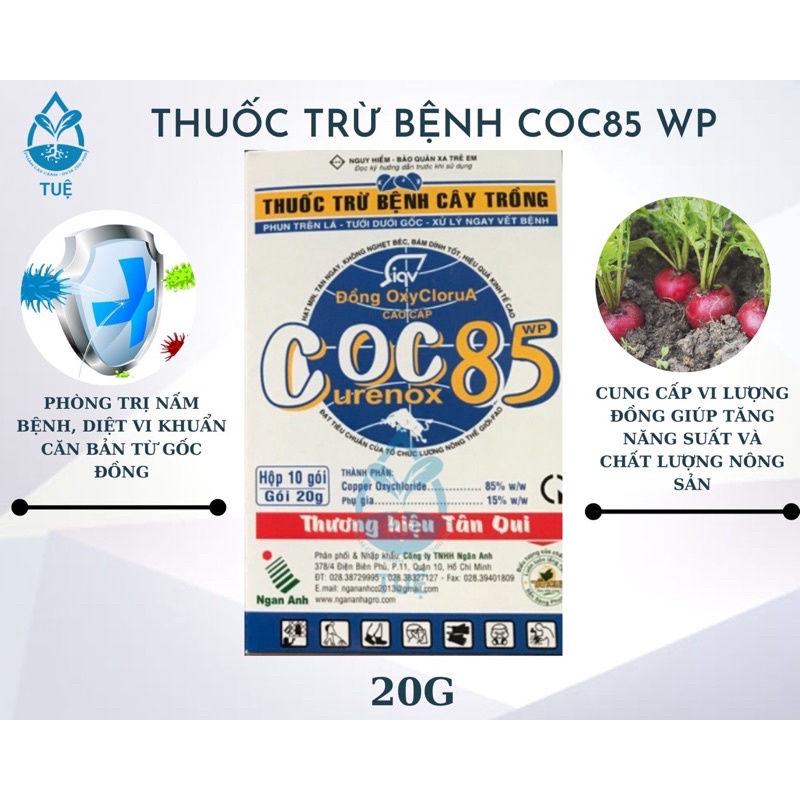 Thuốc Trừ Bệnh Coc85 WP (Gói 20g), thuốc trừ bệnh góc đồng coc 85