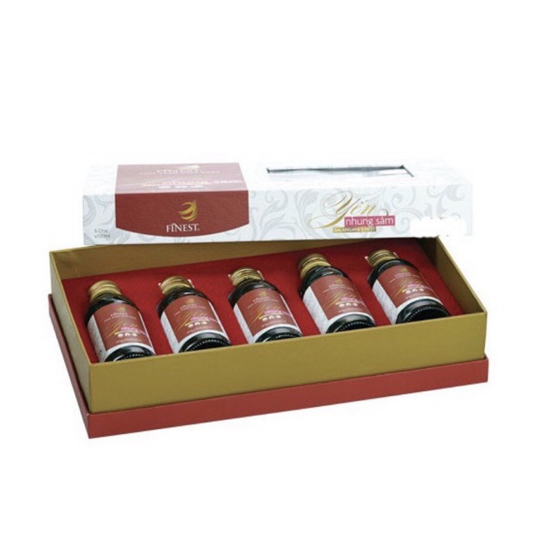Yến nhung sâm không đường Finest hộp 5 chai x100ml, PP sâm 3A