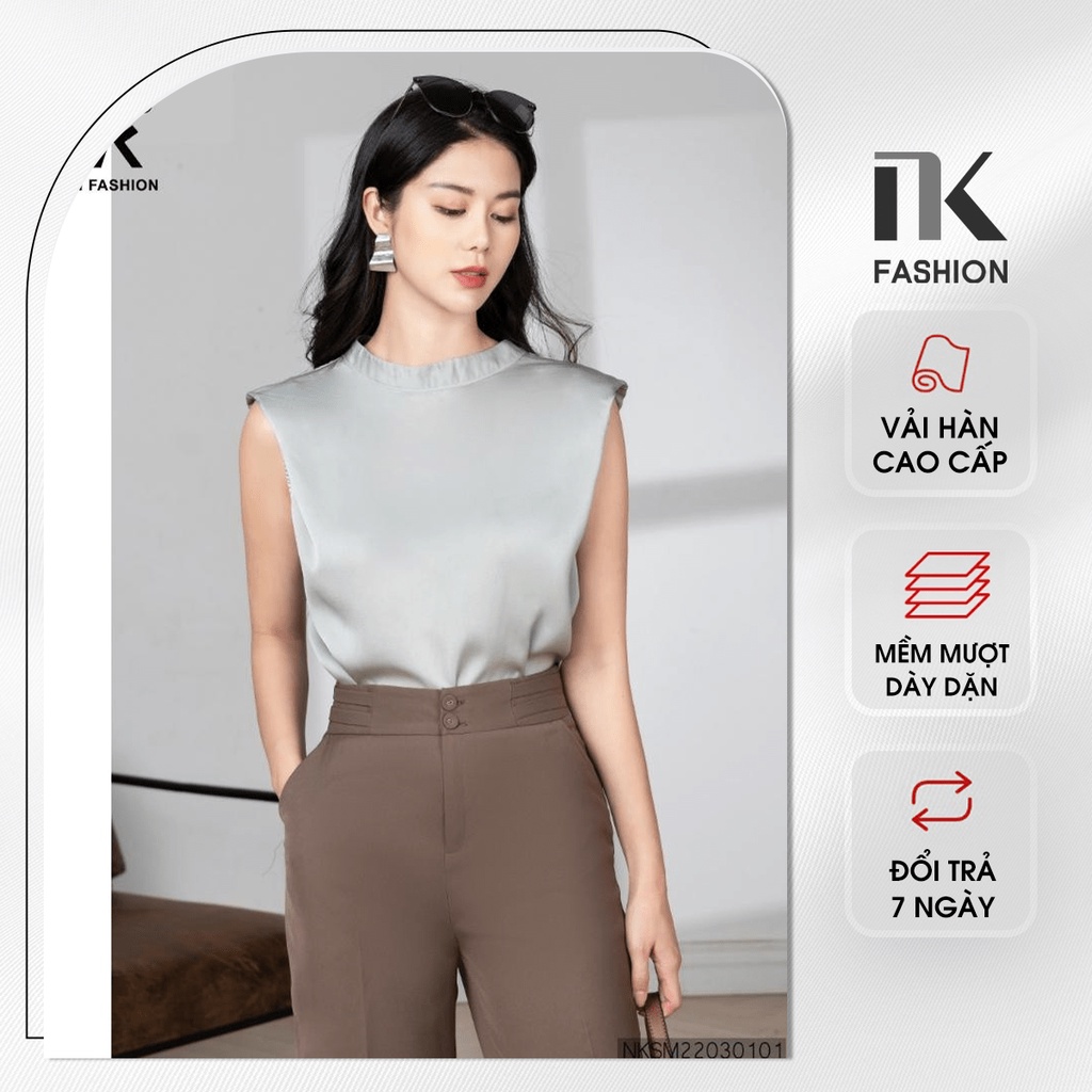 Áo Sơ Mi Suông Sát Nách Nữ NK Fashion Chất Liệu Vải Cao Cấp, Phong Cách Hiện Đại, Nữ Tính NKSM2203010