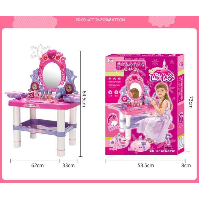 ZF โต๊ะเครื่องแป้งเด็ก ของเล่นจำลอง โต๊ะเจ้าหญิง โต๊ะเครื่องแป้งเจ้าหญิง โต๊ะเครื่องแป้ง ของเล่นเด็ก | BigBuy360 - bigbuy360.vn