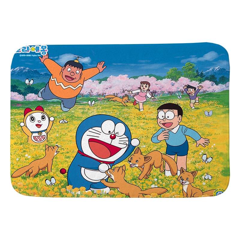 Thảm lót cửa chùi chân Chống Trượt Thấm Hút Tốt In Hình Doraemon Đáng Yêu Kích Thước 60x40cm