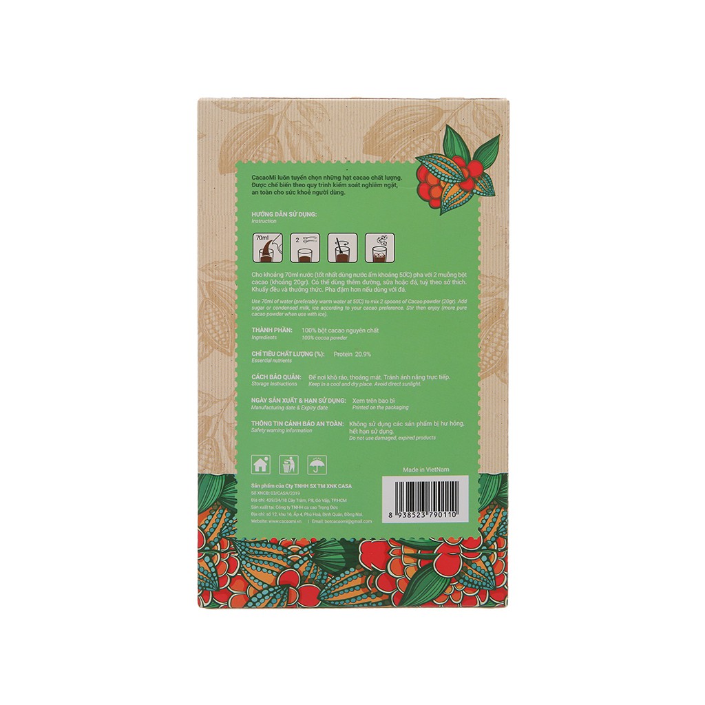 Bột cacao nguyên chất CacaoMi Original hộp 217g