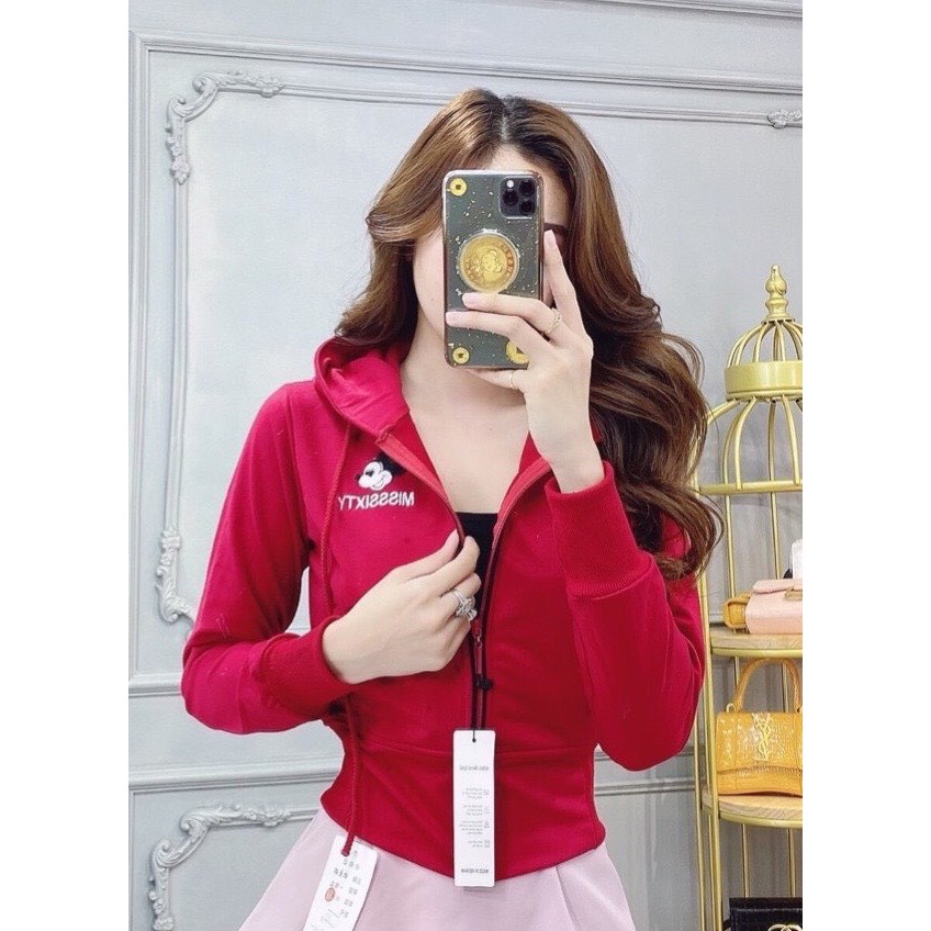 10.10 Sale Áo khoác crotop thêu mickey Thun da cá cotton dày đẹp Hàng 5 túi Tay xỏ ngón Size dưới 55kg vừa nhaaaa . .