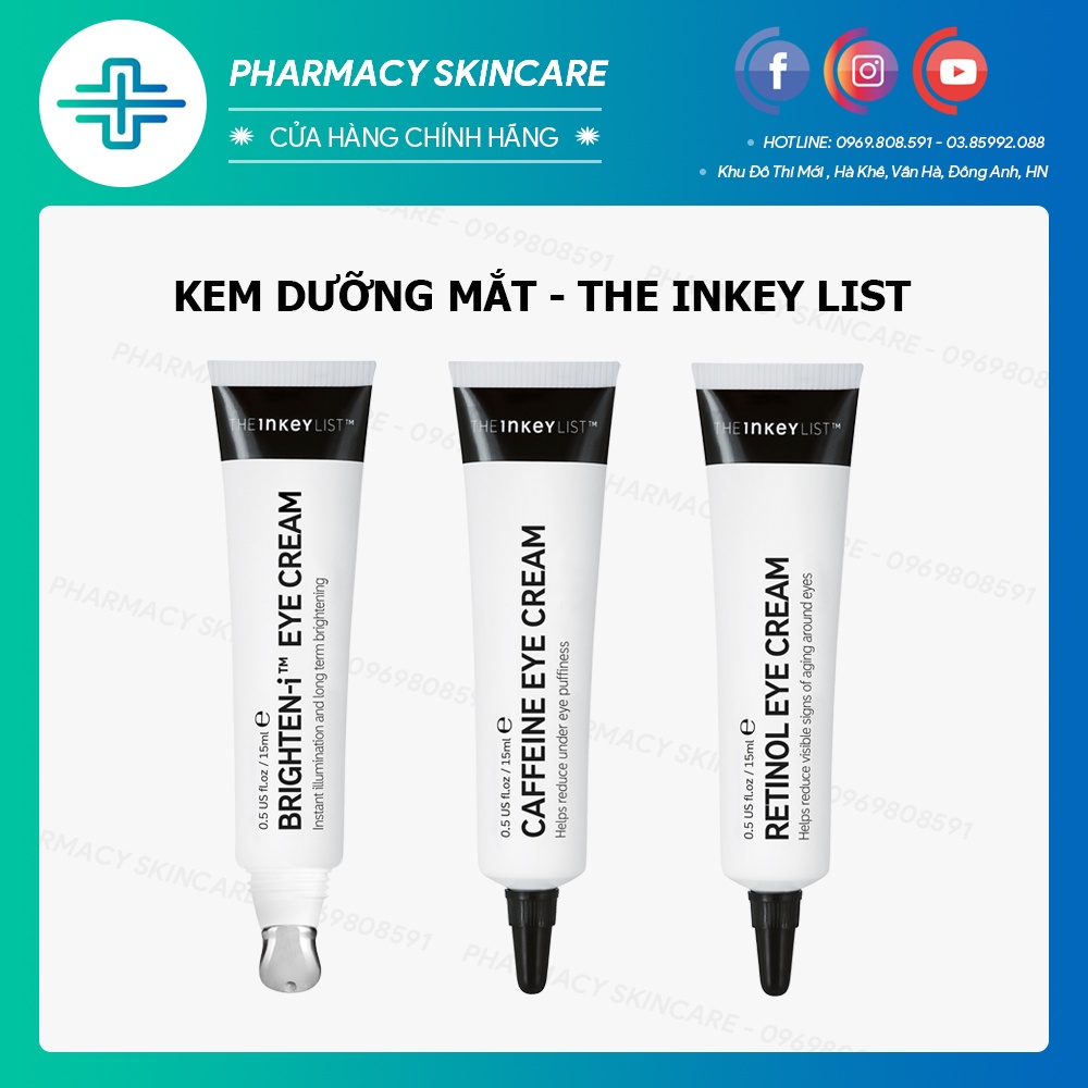 Kem mắt The INKEY List Retinol - Brighten - Caffeine Eye Cream Serum 15ml