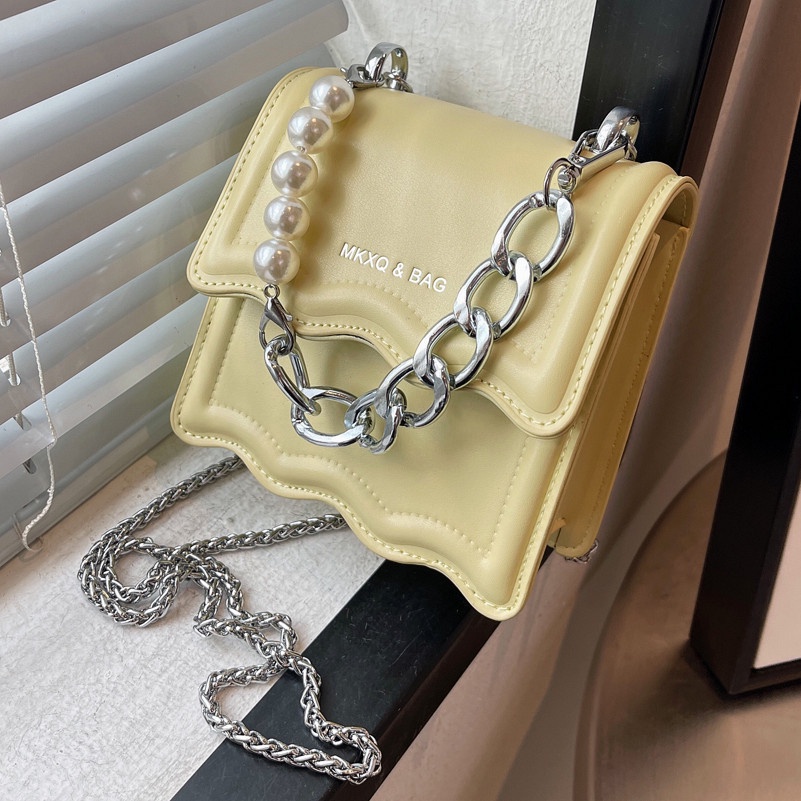JASMIN NOIR Túi Đeo Chéo Da PU Phối Dây Xích Thời Trang Nữ