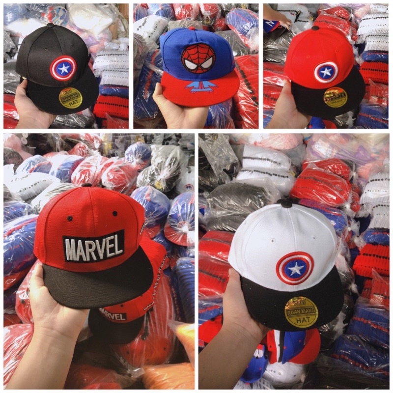 Mũ Bé Trai  Mũ lưỡi trai vũ trụ marvel captain người nhện 2-8 tuổi