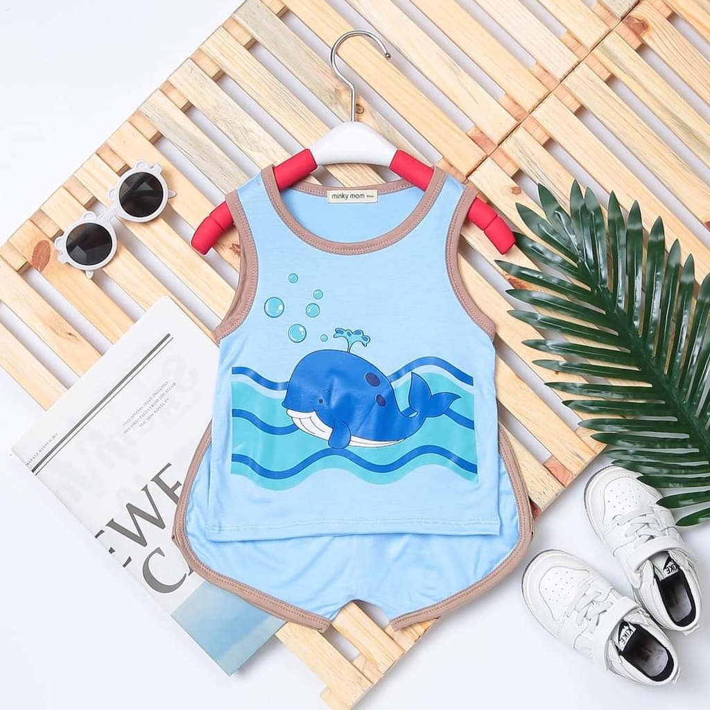 Bộ quần áo ba lỗ cho bé trai bé gái in hình động vật biển, mặc cho mùa hè. Cả bộ quần áo, bé 9-20kg BL15 Shop-Mẹ-Rùa