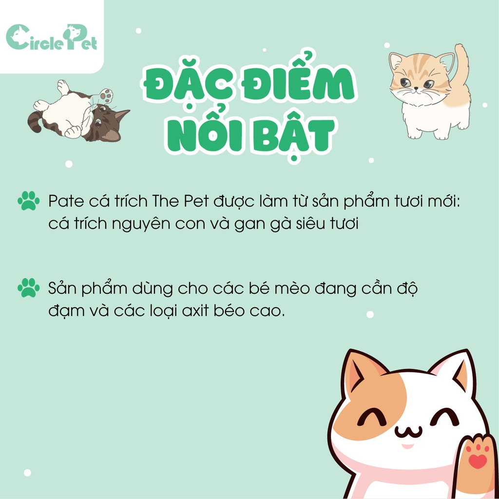 Pate Tươi Cho Thú Cưng THE PET Nhiều Hương VỊ Thơm Nguyên Liệu Tự Nhiên - Circle Pet