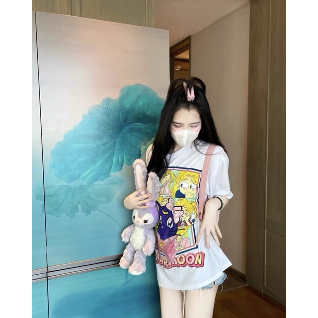 Áo Thun Cotton Quảng Châu Tay Ngắn Thuỷ Thủ Mặt Trăng Đính Đá