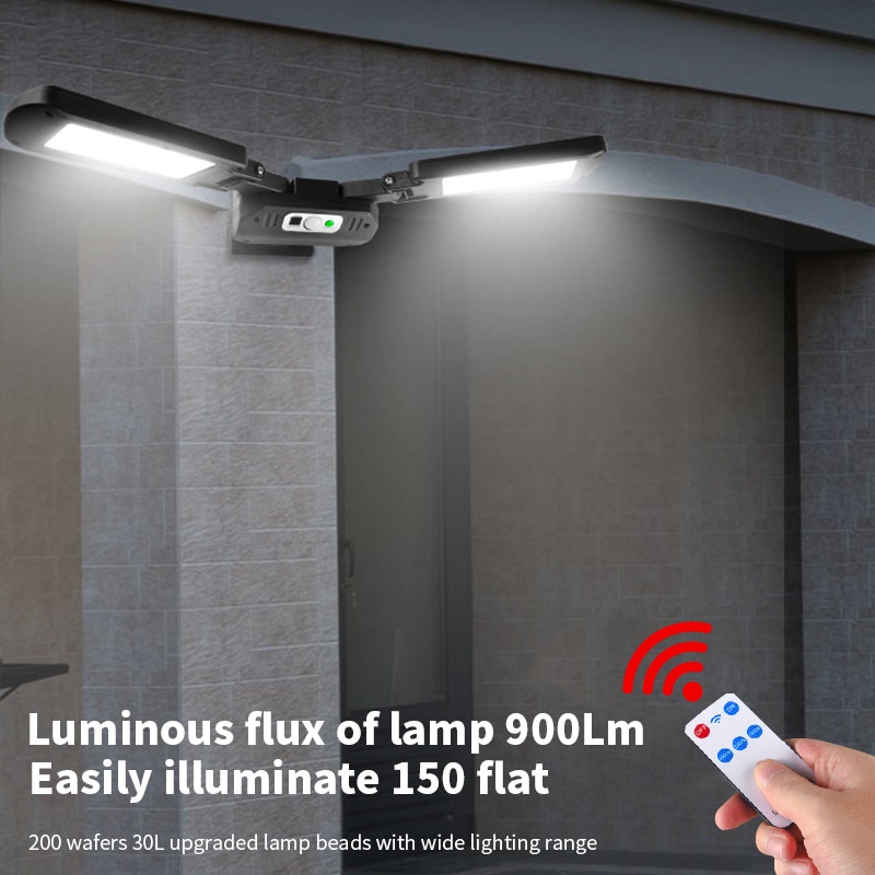 Đèn Năng Lượng Mặt Trời 200Cob 800 Lumens 4 Chế Độ Chống Nước Kèm Remote Điều Khiển Cảm Biến Chuyển Động PIR