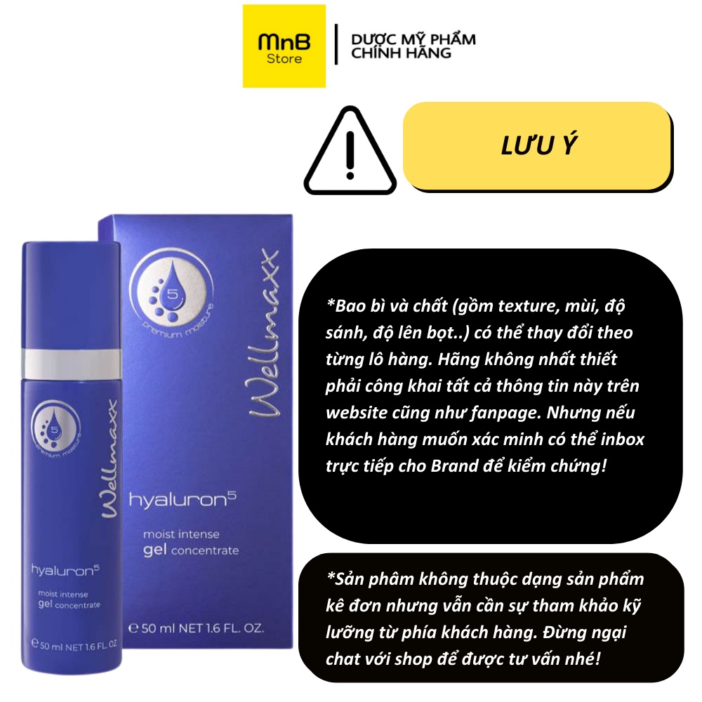 Gel HA + B5  Wellmaxx Hyaluron Moist Intense Gel Concentrate siêu phục hồi và dưỡng ẩm 50ml