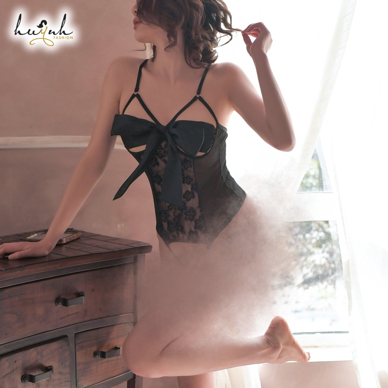 Bodysuit Ren Sexy Phối Nơ Hở Đũng Quyến Rũ - B17