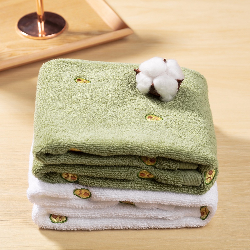 Khăn tắm, khăn mặt vải bông mềm mại thêu quả bơ cho gia đình HolaKids Decor