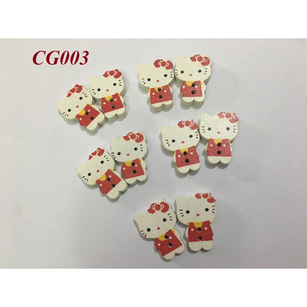 10 chiếc cúc gỗ hình trang trí đồng giá 15k/gói