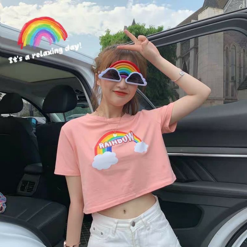 Áo croptop nữ tay lỡ , from rộng, freesize , thun cotton mềm mịn