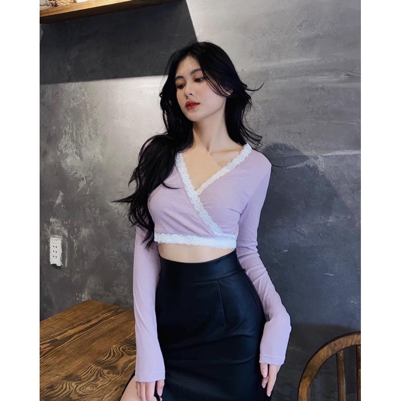 Áo thắt eo ren viền tay dài ( NEW IN ) | BigBuy360 - bigbuy360.vn