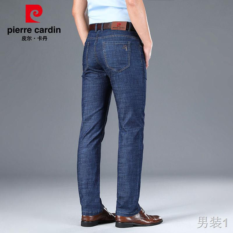 Pierre Cardin mùa hè quần jean mỏng của nam giới thẳng rộng rãi size lớn bố công sở dài