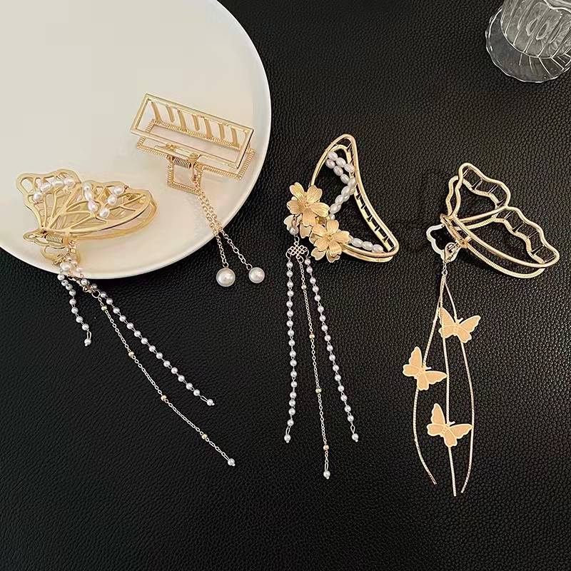 Kẹp Tóc Hình Nơ Đính Ngọc Trai Thời Trang Hàn Quốc Mới