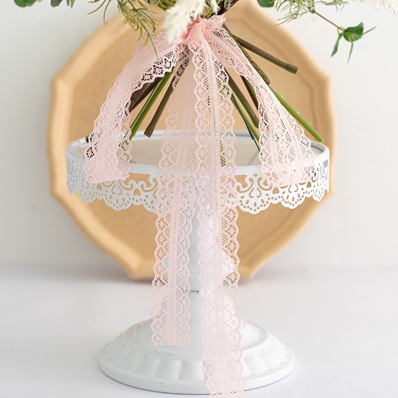 Dây Ruy Băng Ren Gân Giữa Viền Hàn Cuộn To 45m Bản 3cm Cao Cấp