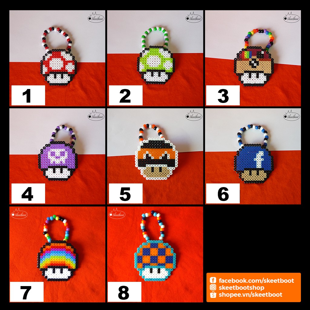 Vòng kandi Mario - vòng perler Mario - vòng tay kandi - phụ kiện rave edm festival raver kandi perler DJ