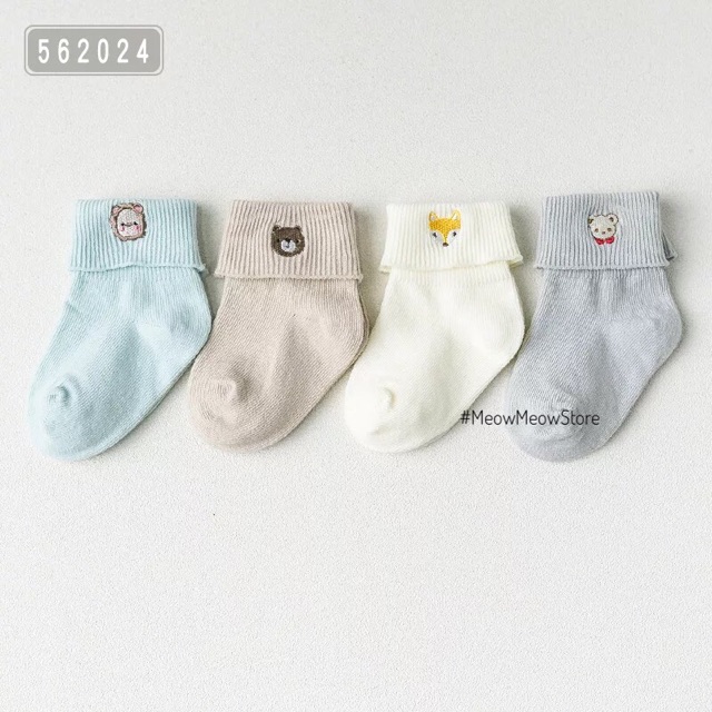 Hộp 4 đôi vớ em bé cao cấp hãng Caramella chất vải cotton mềm mại co giãn