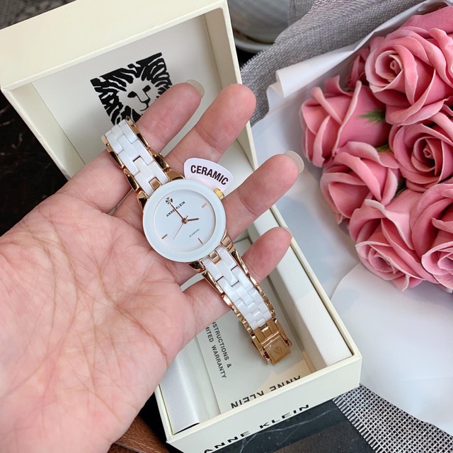 (Sẵn 2 màu) Đồng hồ ANNE KLEIN dây đá ceramic dành cho nữ model AK/1610