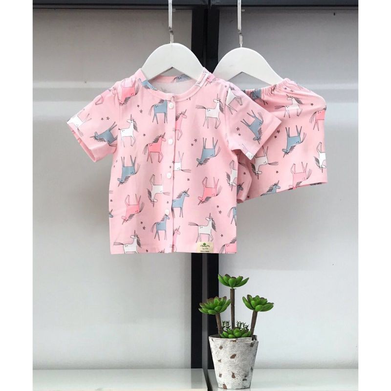 Bộ cộc tay sơ sinh cúc giữa Hãng LitiBaby nhiều màu