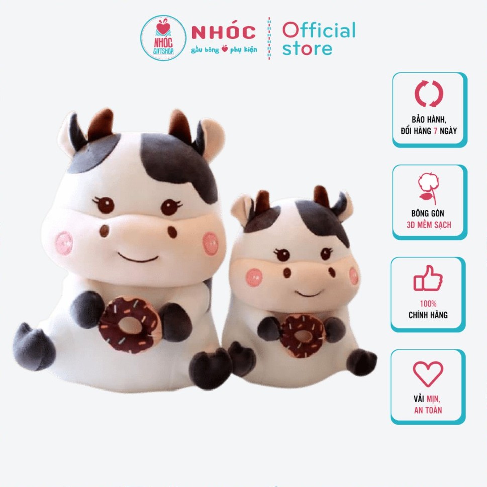 Thú Bông Bò Cầm Bánh Lông Mịn Ngồi CH - NHÓC (25cm/40cm/50cm)