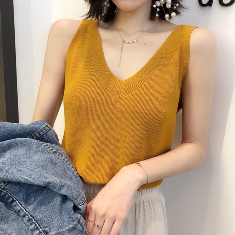 Áo sát nách nữ, áo ba lỗ nữ cổ chữ V