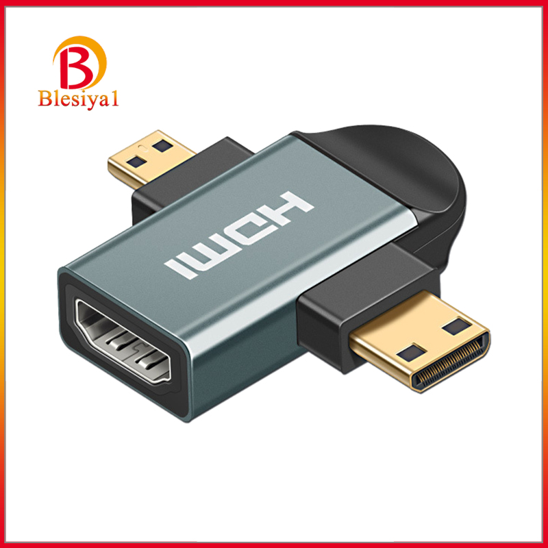 [BLESIYA1]3in 1 HDMI Female to Mini HDMI Male + Micro HDMI Male Adapter