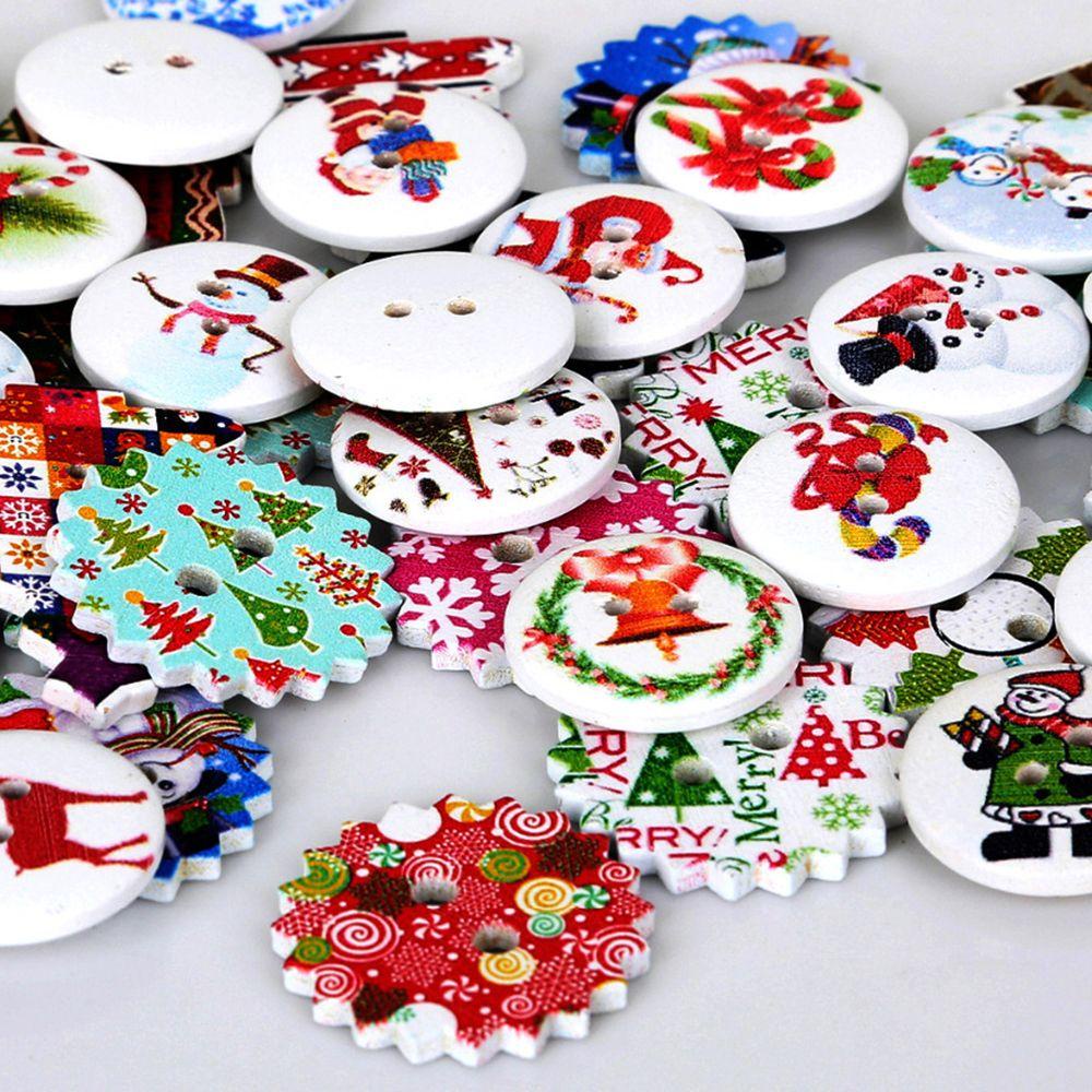Nút Gỗ 2 Lỗ Hình Ông Già Noel Tuần Lộc Trang Trí Scrapbook