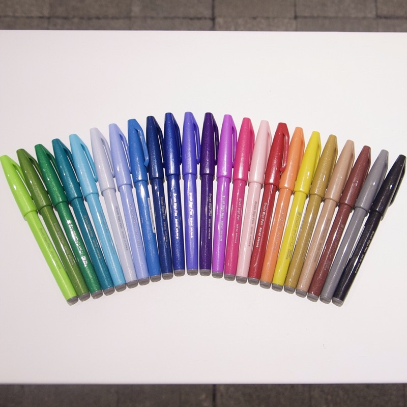 Bút Viết Thư Pháp Pentel Sign Brush 12 Màu Cơ Bản