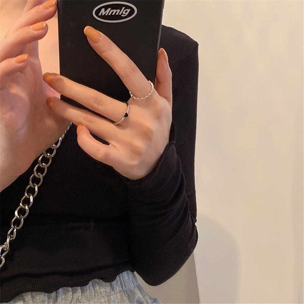 Set 2 Nhẫn Đính Đá Pha Lê Nhân Tạo Đơn Giản Thời Trang