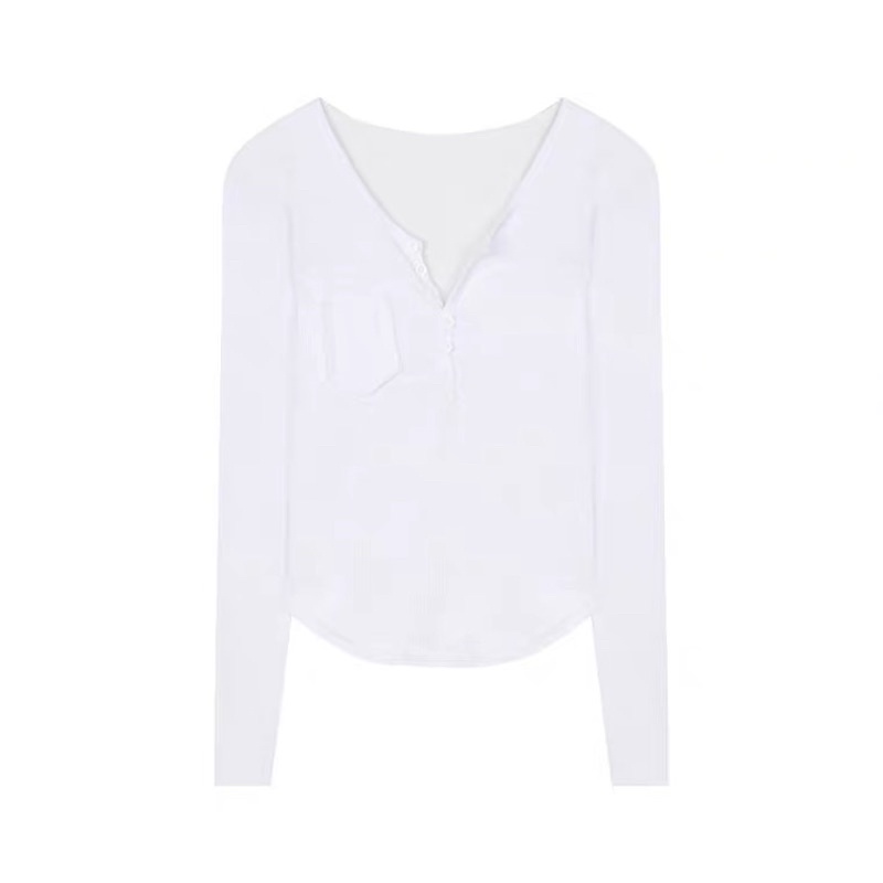 ÁO THUN GÂN TAY DÀI TÚI NÚT CÀI Chizi Shop