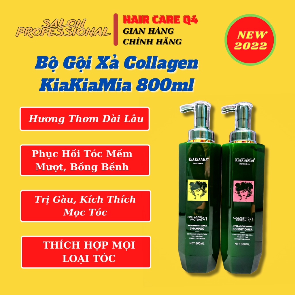 Bộ Dầu Gội Collagen KiaKiaMia Siêu Mượt Phục Hồi Tóc - Hair Care Q4