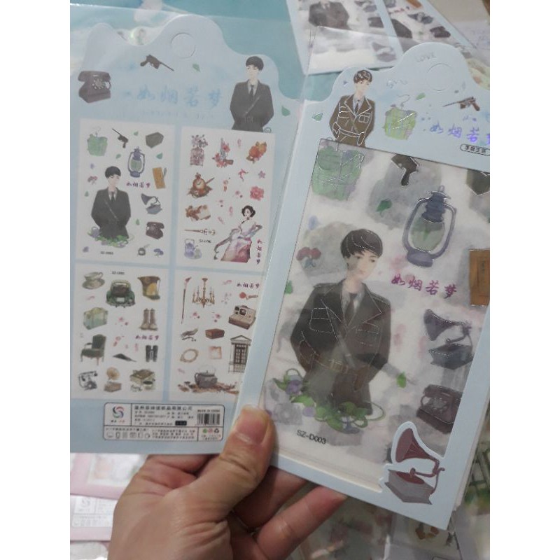 hình dán 3D Hàn Quốc hộp 16 tấm 10x10cm trang trí sổ sách quà tặng trang trí điện thoại