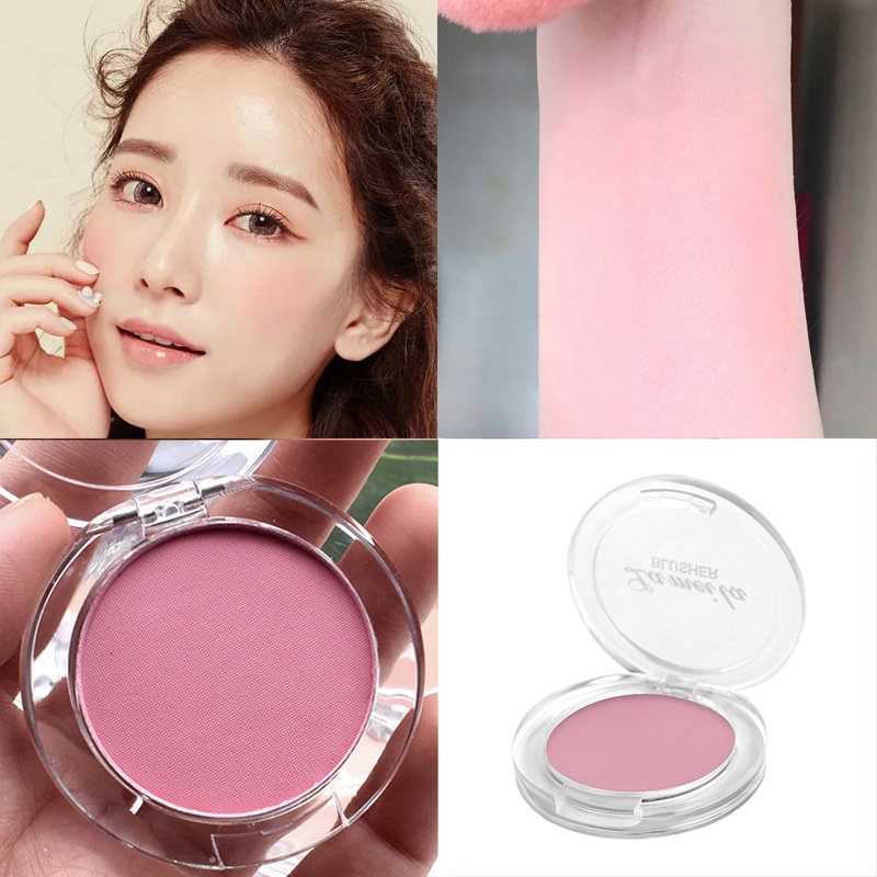 6 Colors Single Blush Palette Face Cream Concealer Foundation Powder Waterproof Lasting Face Rouge Powder Natural Peach Blusher