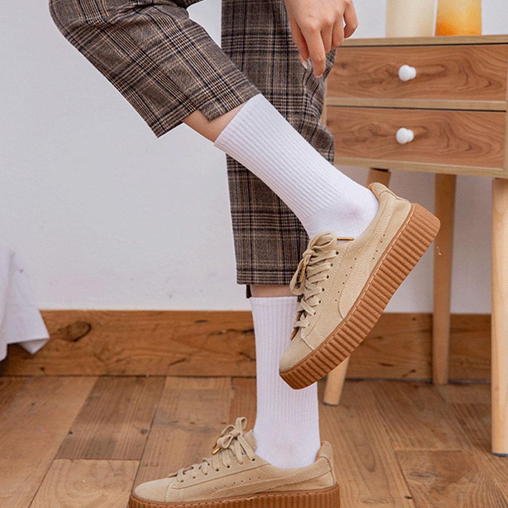 HARRIETT Vớ Cotton Dệt Kim Màu Trắng Đen Thời Trang Cho Cặp Đôi