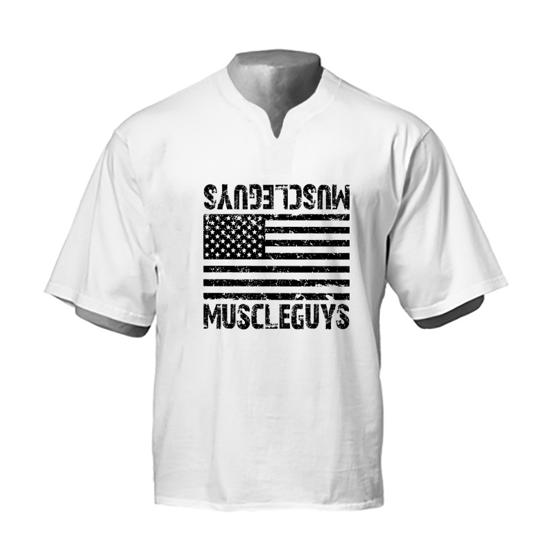 Áo Thun Cotton Cổ Chữ V Dáng Rộng Thoáng Khí In Họa Tiết Thời Trang Mùa Hè Cho Nam