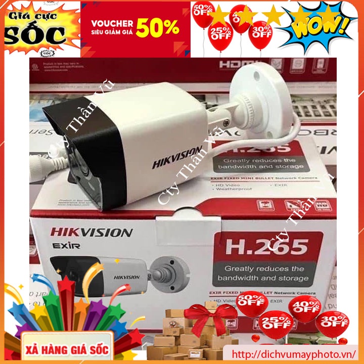 Camera IP Hik 2MP Có Poe Có Mic, mã DS-2CD1023G0-IUF
