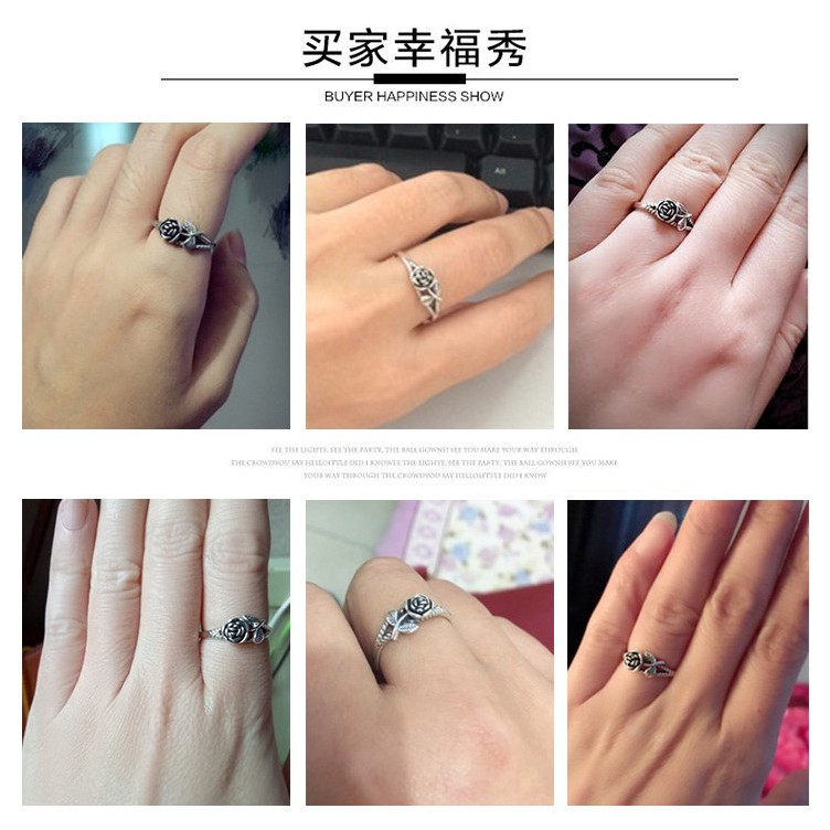 Nhẫn Đeo Tay Kim Loại Tạo Hình Hoa Hồng Phong Cách Retro Cho Nữ