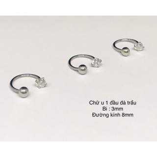 Khuyên chữ U bi đá trấu/ khuyên chữ u